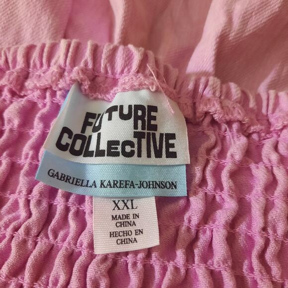 Future Collective Womens Sleeveless Pink Denim Corsett With Flounce Hem Size XXL - Picture 5 of 7